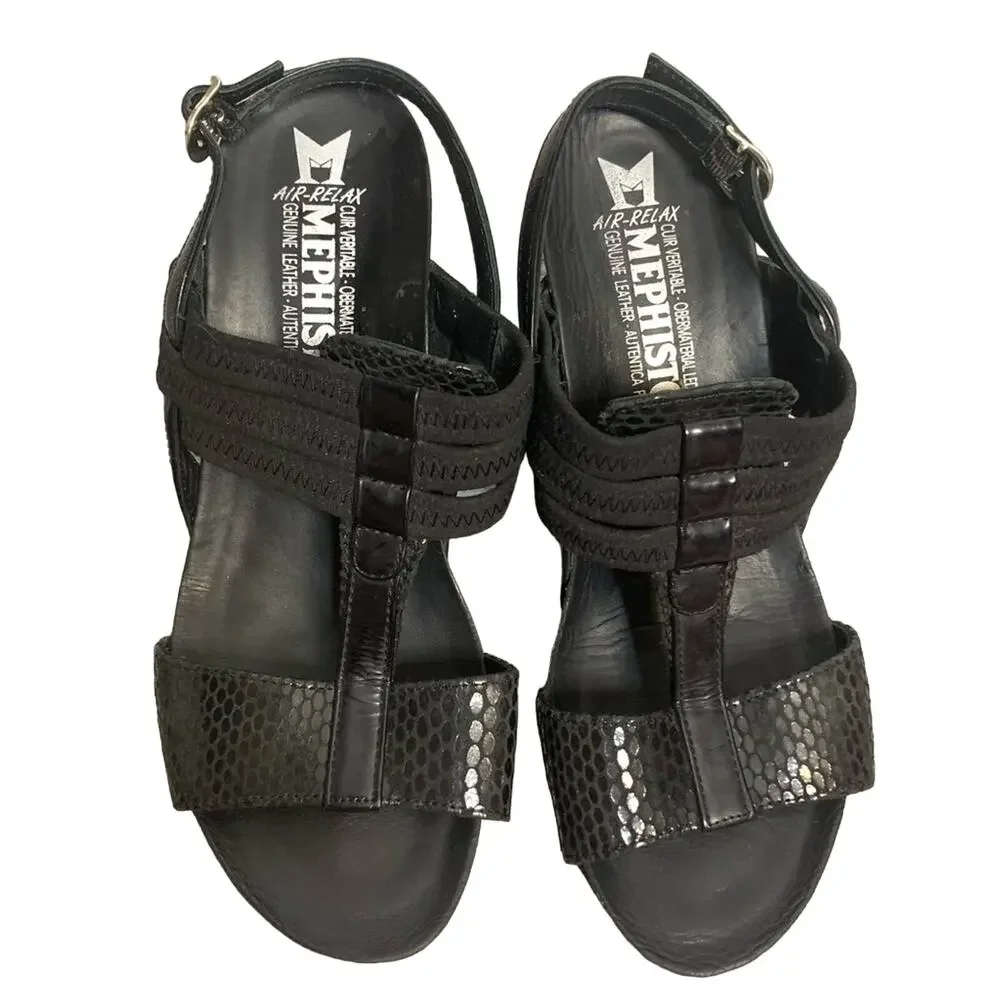 Mephisto leather air‎ relax wedge sandals